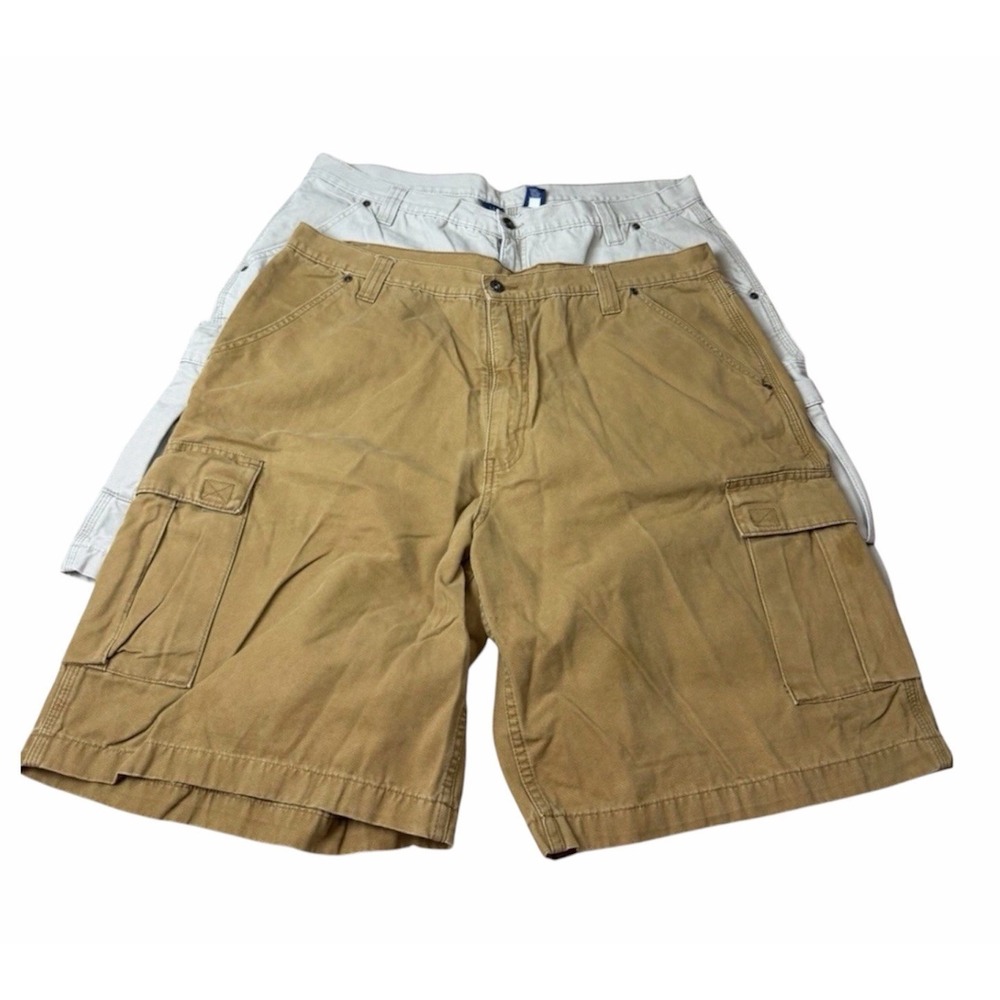 Falls Creek Mens Black Cargo Shorts Size 38 Cotton Relaxed Fit Casual Utility